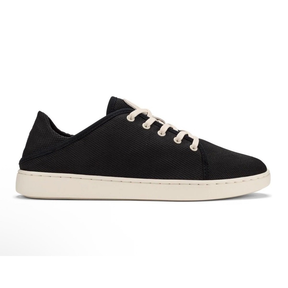 OluKai Pehuea Li Womens 9 Black White Sand Mesh Sneakers 20379-40WS New